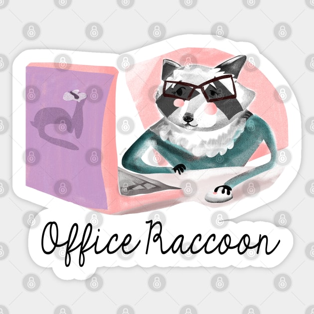 Office Raccoon Sticker by belettelepink